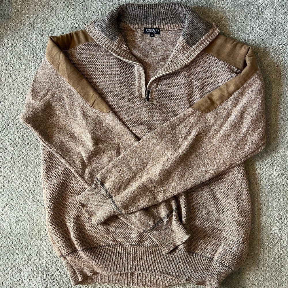 Brown Pronti Quarter Zip Sweater